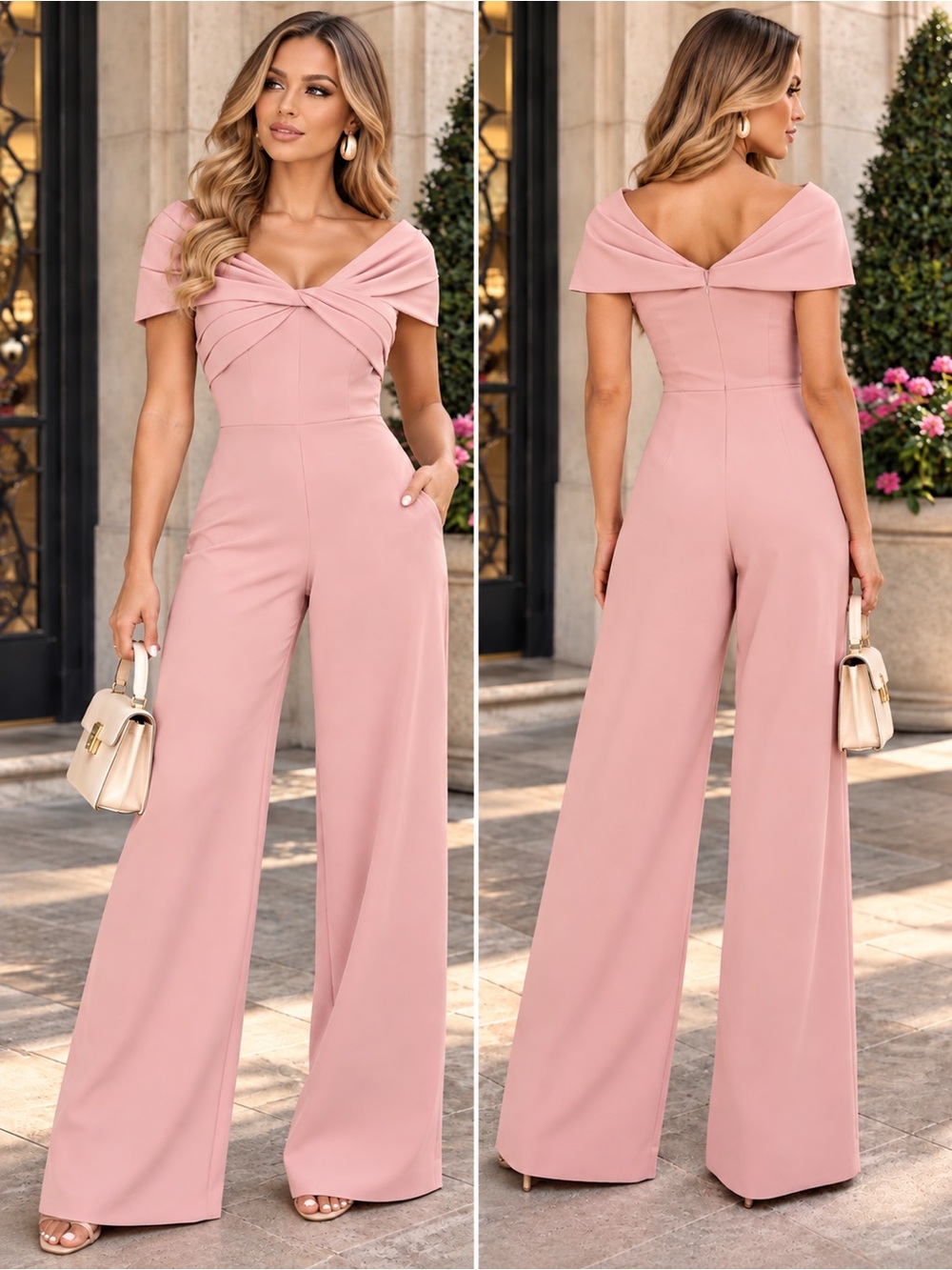 NEW JS Collections Sylvia Twist Jumpsuit – Blush Pink, Size 8